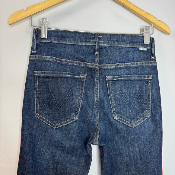 MOTHER Insider Crop Step Fray Jeans Speed Racer Stretch Blue Women's Sz 26 - Picture 12 of 15